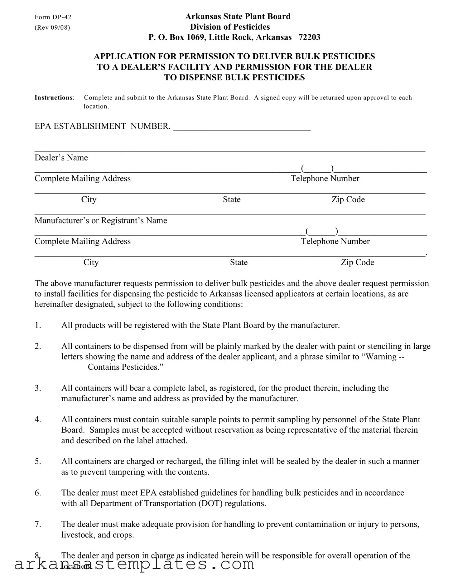 Blank Arkansas Dp 42 Form