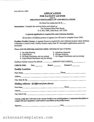 Blank Arkansas 1064 Form