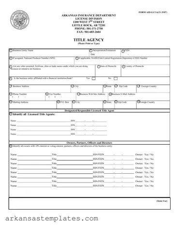 Blank Arkansas Aid Li Tagy Form