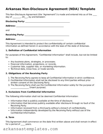 Attorney-Approved  Non-disclosure Agreement Template for Arkansas