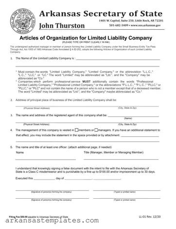 Blank Arkansas Ll 01 Form