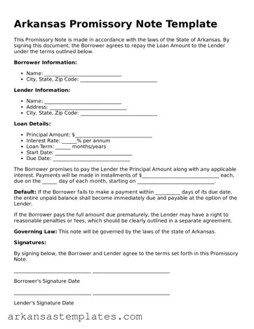 Attorney-Approved  Promissory Note Template for Arkansas